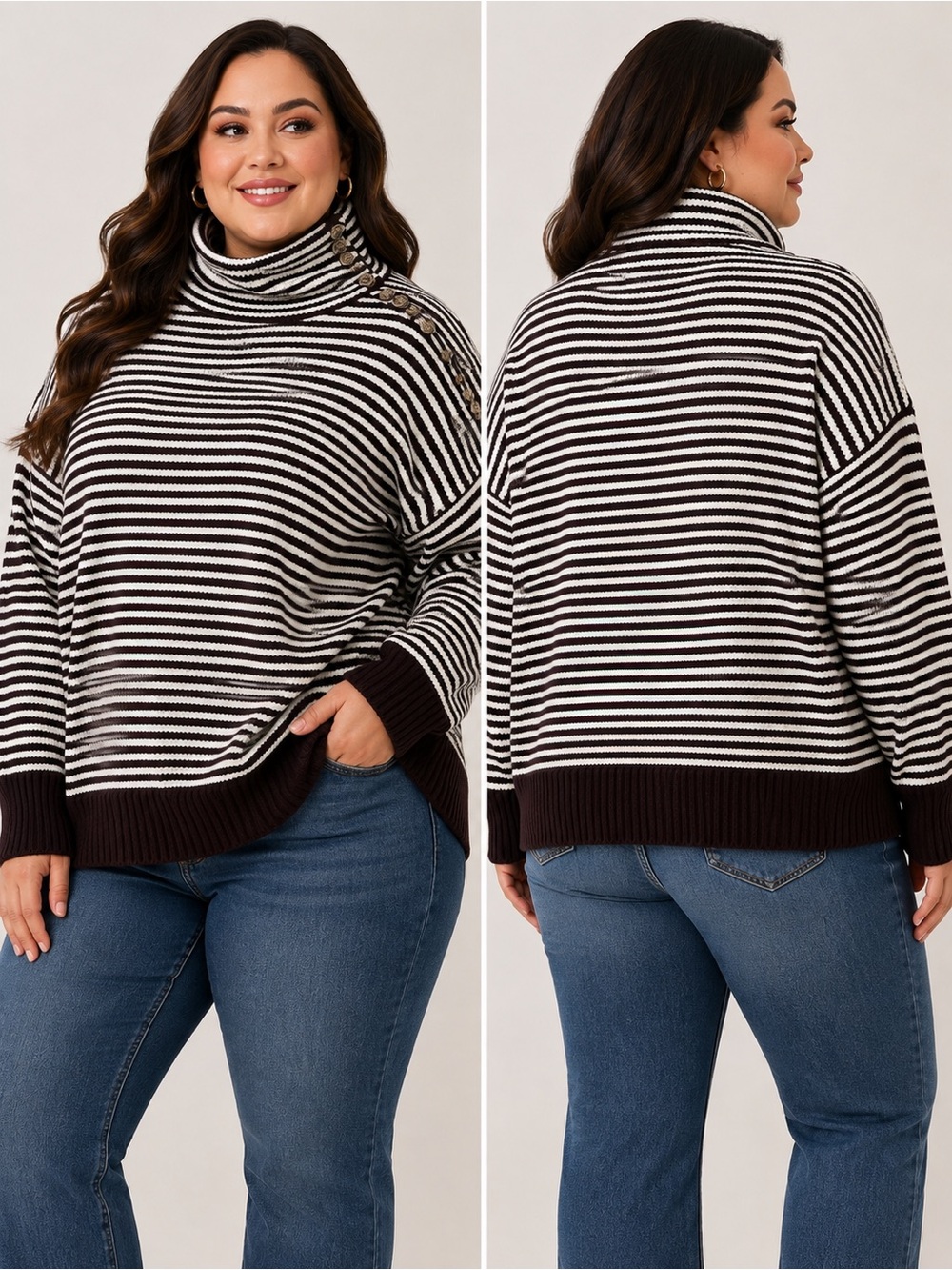 Universal Thread 3X Burgundy Striped Turtleneck Sweater NWT Plus Size